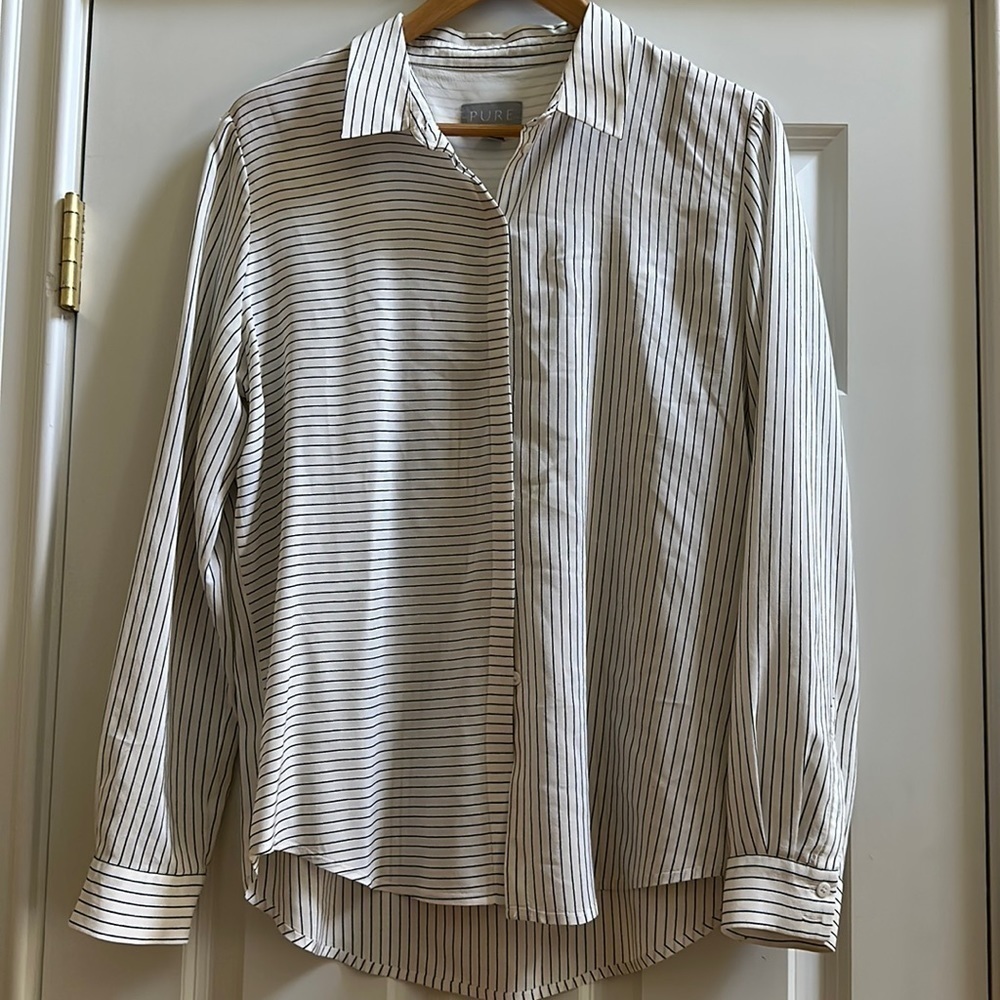 Pure Collection Silk Multi Stripe Top US6